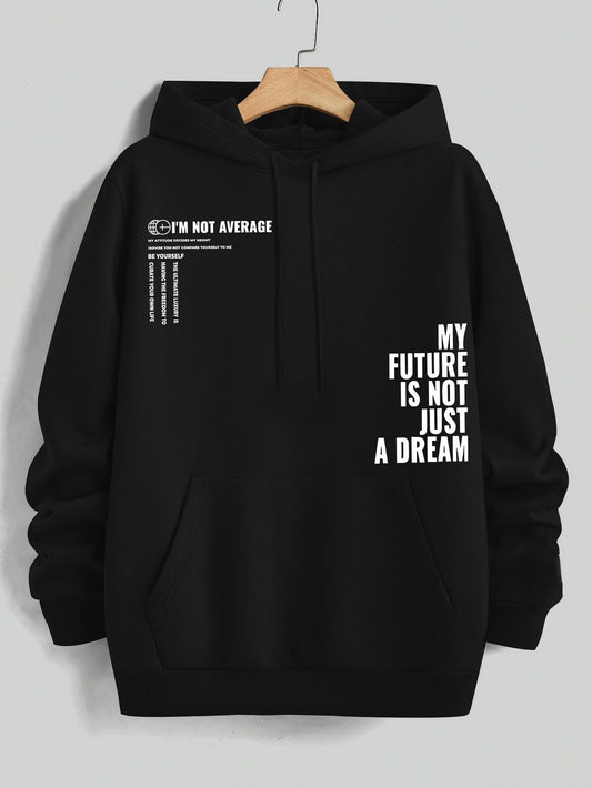 Men's Pattern Print Hoodie - Graphic Design Pullover, Regular Fit Solid Color Hooded Sweatshirt, Comfortable Casual Everyday Wear