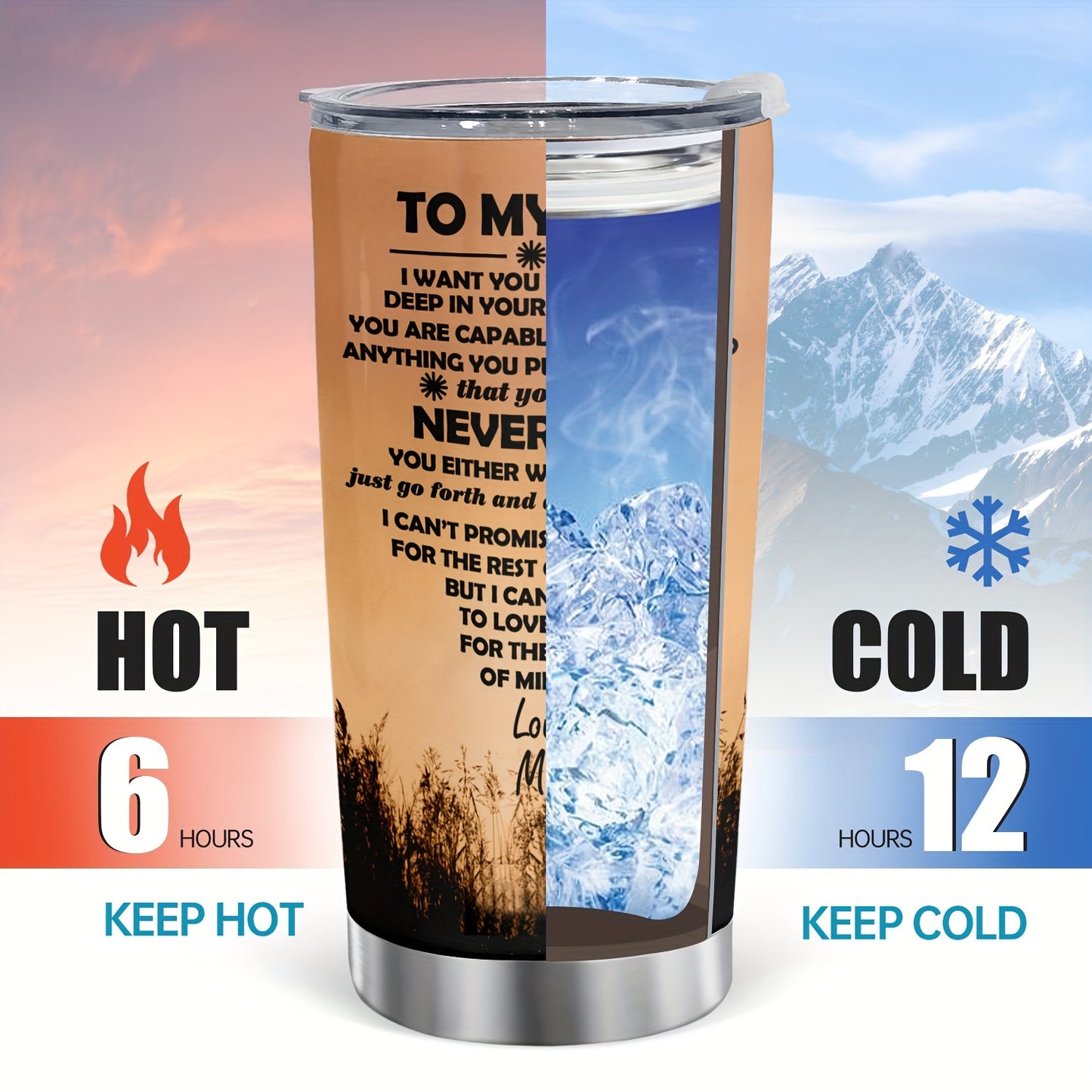 Stainless Steel Travel Coffee Cup - 20oz Insulated Tumbler Keeps Hot & Cold, Perfect Gift for Son, Dad, Men, Boyfriend | Birthday, Christmas, Graduation Present