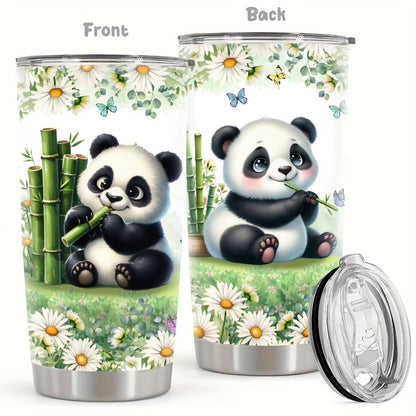 Mother's Day Gifts for Women - Cute Panda with Flowers & Butterfly Tumbler, 20oz Stainless Steel Insulated Cup, Keeps Hot/Cold | Gift for Her, Daughter, Sister, Girlfriend, Mom