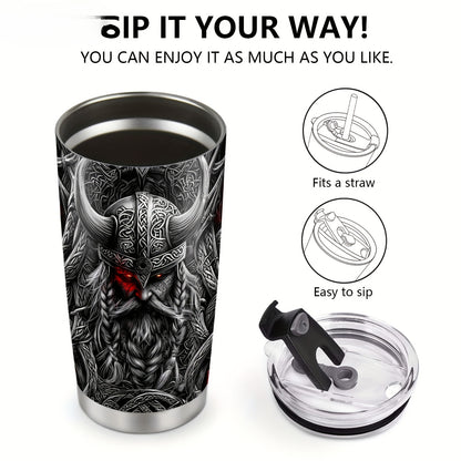 Viking Gift Mug for Men - 20oz Insulated Stainless Steel Tumbler, Best Birthday & Christmas Gift for Husband, Dad, Boyfriend - Keeps Drinks Hot/Cold, Father’s Day Present Idea