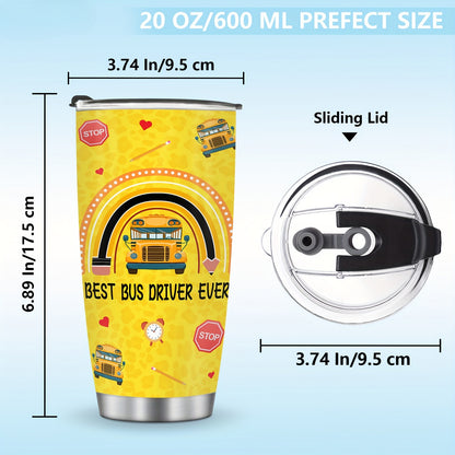 Best Bus Driver Ever Tumbler - 1pc Stainless Steel Thermal Travel Mug & Coffee Cup, School Bus Gift for Bus Drivers | Oval-Shaped Insulated Mug, Birthday Christmas Gifts for Men Women (Bus Lovers Gift)