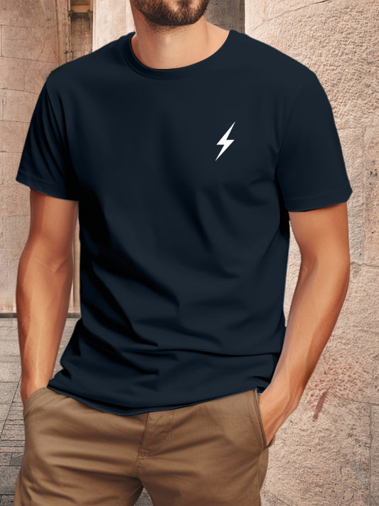 Fashion Lightning Print T-Shirts for Men | Black & White Graphic Tee Shirt Top for Casual, Gym & Office