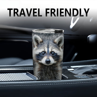 Raccoon Tumbler Gift - 20oz Vacuum Insulated Stainless Steel Cup with Cute Realistic Raccoon Design, Leak-Proof Travel Mug for Coffee & Water, Perfect for Christmas, Valentine's Day