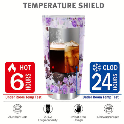 20oz Double-Wall Vacuum Insulated Stainless Steel Tumbler with Lid - Cute Owl Print Design - Keeps Drinks Hot & Cold - Perfect Travel Mug, Tea Cup, Gift