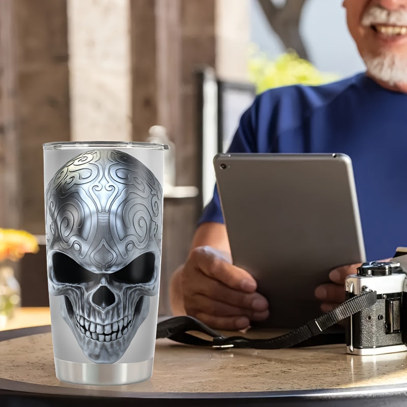 Skull Design Tumbler 20oz - Gothic Stainless Steel Insulated Coffee Mug | Double Wall Vacuum, Leakproof, Halloween & Dark Aesthetic Gift