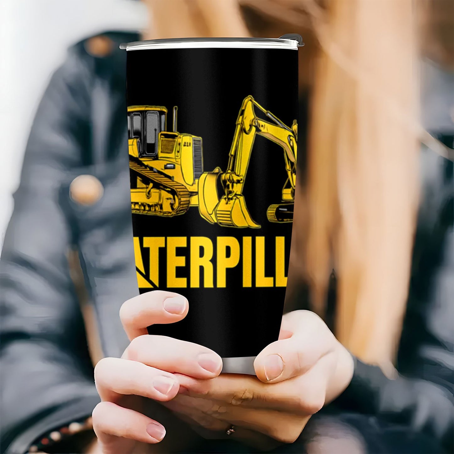 Caterpillar Construction Tumbler 20oz - Heavy Duty Stainless Steel Mug with Leak-Proof Lid | The Ultimate Gift for Builders, Truck Lovers & Big Kids at Heart