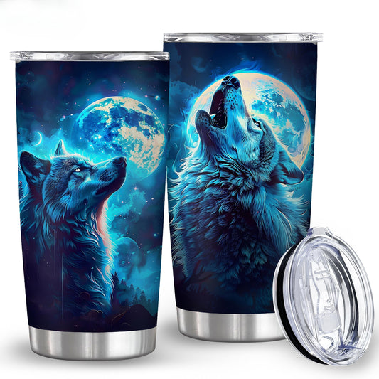 Alpha Spirit Tumbler - 20oz Premium Stainless Steel, Double Wall Insulated for Wolf Lovers, Symbol of Strength & Loyalty, Ultimate Gift for Him