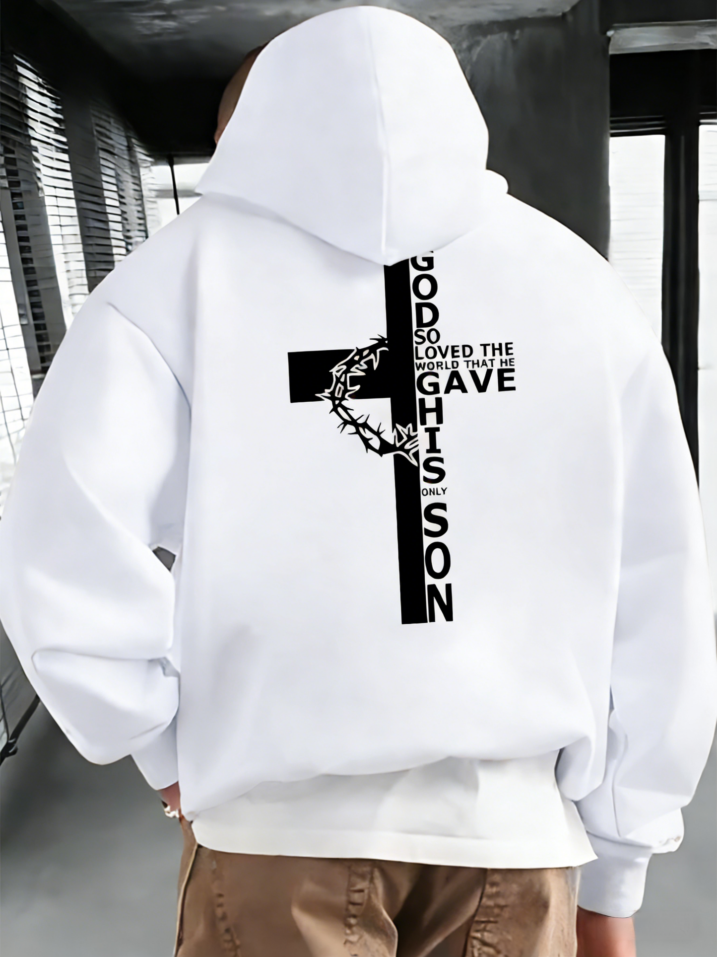 Minimalist Letter Print Hoodie for Men - Comfortable Casual Pullover, Urban Streetwear Essential with Drawstring Hood, Soft Everyday Sweatshirt