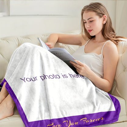 Personalized Photo Flannel Throw - Custom Memory Blanket for Family & Friends, Machine Washable & All-Season, Heartfelt Gift for Any Occasion