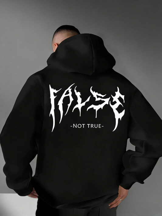 Gothic Punk Graffiti Hoodie - Men‘s Black & White Lettering Hooded Sweatshirt, Concert & Street Casual Essential