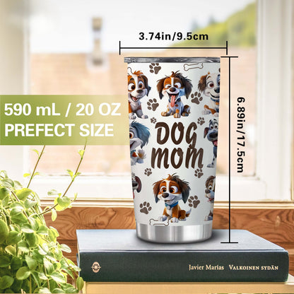 Proud Dog Mom Tumbler - 20oz Leakproof Travel Mug, Double Wall Insulated with Playful Print, The Perfect Gift for Her & The Pup Squad
