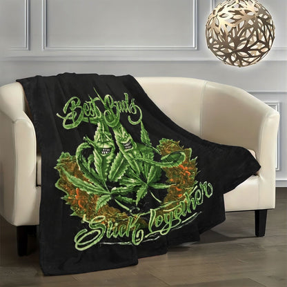 Friends Together Throw Blanket - Ultra-Soft Leaf Print Flannel Blankets for Couch & Bed, All-Season Cozy, Machine Washable Gift