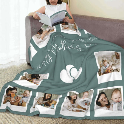 Custom Vintage Photo Blanket for Mom - Personalized Heartfelt Gift from Family, Kids & Husband, Birthday Mother's Day Keepsake Throw