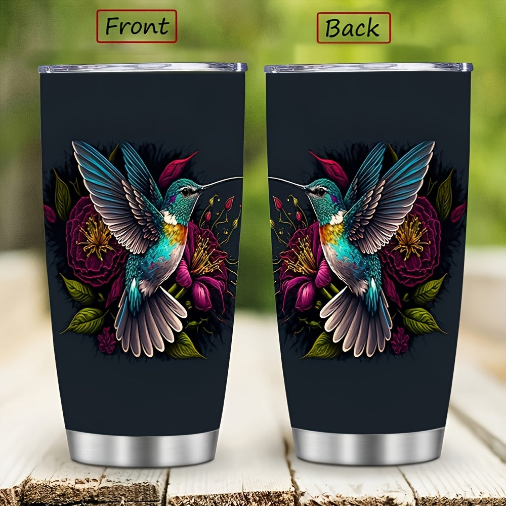 Hummingbird Gift Tumbler - 20oz Elegant Insulated Stainless Steel Travel Mug, Double Wall Vacuum Keeps Hot/Cold | Nature Inspired Design for Her, Bird Lovers