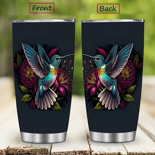 Hummingbird Gift Tumbler - 20oz Elegant Insulated Stainless Steel Travel Mug, Double Wall Vacuum Keeps Hot/Cold | Nature Inspired Design for Her, Bird Lovers