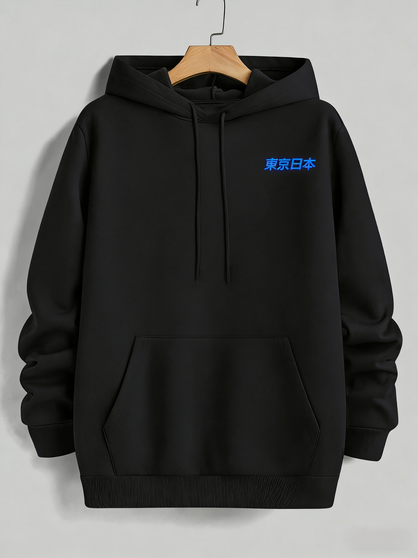 Geometric Hoodie with Japanese Motifs - Men's Regular Fit Streetwear Essential, Long Sleeve Graphic Sweatshirt