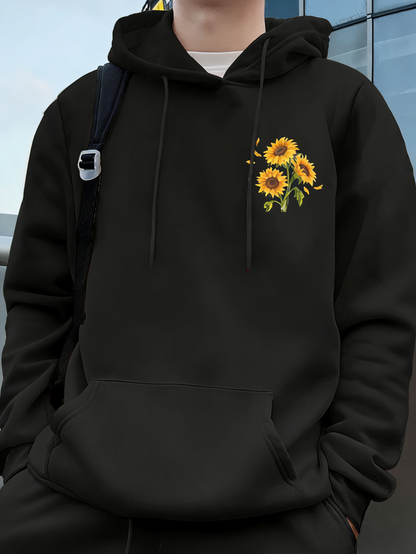 Sunshine State of Mind Hoodie - Men‘s Bold Sunflower Graphic Pullover, Modern Masculinity in a Trendy Hooded Sweatshirt
