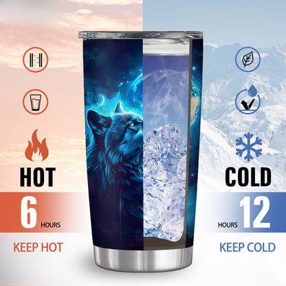 Alpha Spirit Tumbler - 20oz Premium Stainless Steel, Double Wall Insulated for Wolf Lovers, Symbol of Strength & Loyalty, Ultimate Gift for Him