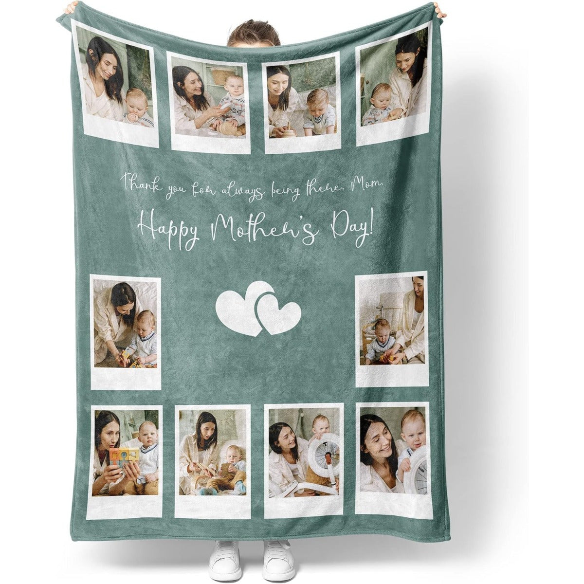 Custom Vintage Photo Blanket for Mom - Personalized Heartfelt Gift from Family, Kids & Husband, Birthday Mother's Day Keepsake Throw