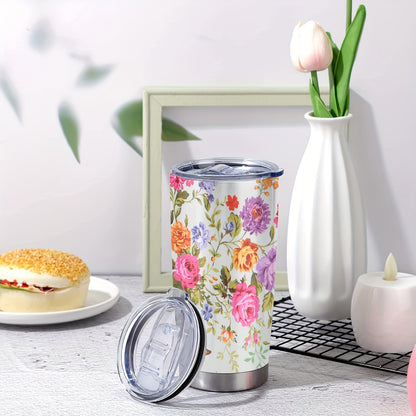 Floral & Funny Quote Tumbler - 20oz Stainless Steel Insulated Cup with Double Wall Vacuum | Humorous Gift for Women, Best Friends & Family