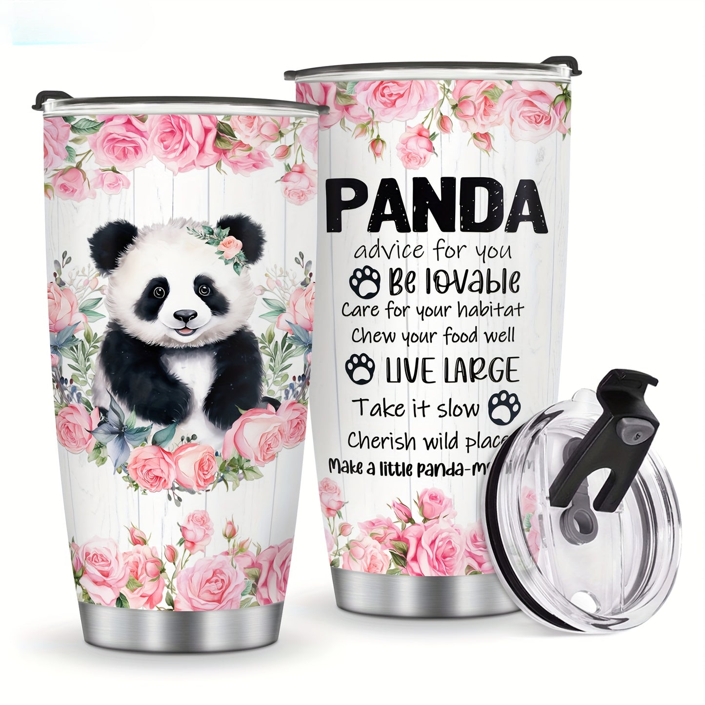 Bestseller Cute Panda Tumbler - 20oz Insulated Stainless Steel Mug with Lid, Hot & Cold Travel Cup | Perfect Gift for Women, Panda Lovers - Valentine‘s, Christmas, Birthday, Mother’s Day