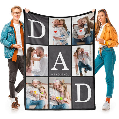Modern Geometric Photo Blanket - Personalized Couple Design with Custom Text, Unique All-Season Gift for Anniversary, Wedding, Christmas Keepsake