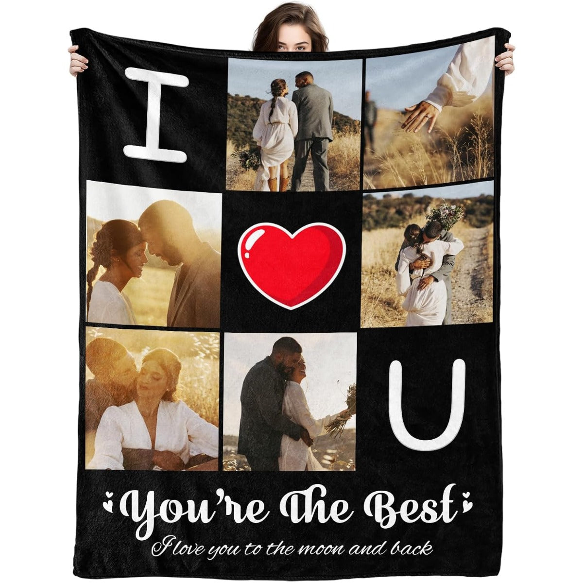 Personalized Couples Photo Blanket - Custom Flannel Keepsake with Your Picture, Romantic Gift for Anniversary, Valentine's, Christmas & Birthday
