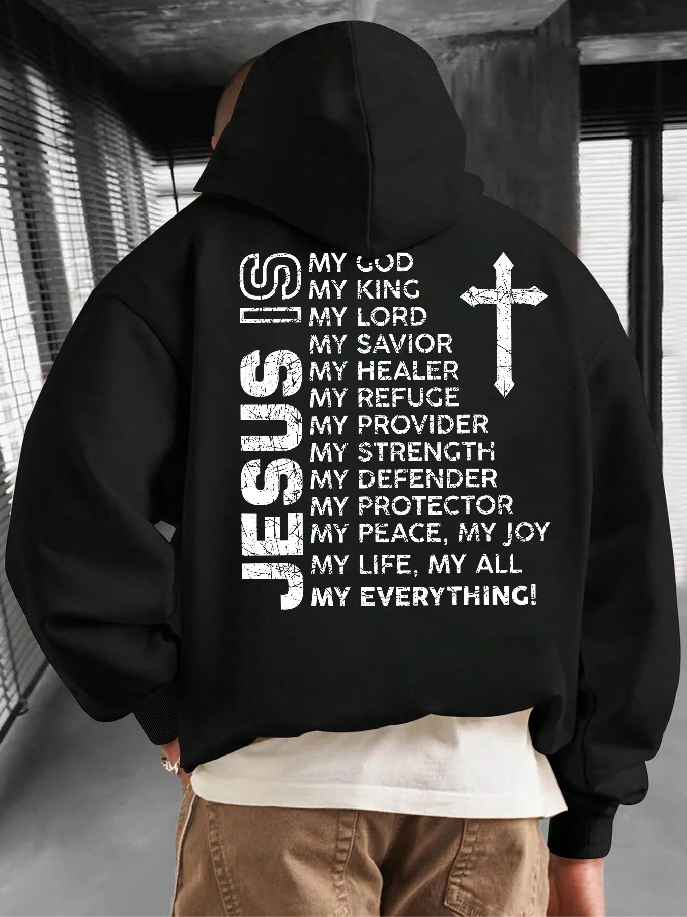 Men's Bold Typography Hoodie - Oversized Graphic Letter Print Pullover | Essential Streetwear with Kangaroo Pocket