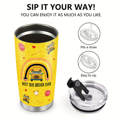 Best Bus Driver Ever Tumbler - 1pc Stainless Steel Thermal Travel Mug & Coffee Cup, School Bus Gift for Bus Drivers | Oval-Shaped Insulated Mug, Birthday Christmas Gifts for Men Women (Bus Lovers Gift)