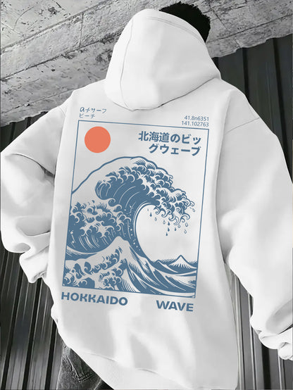 American Fresh Wave & Sunrise Hoodie - Men‘s Retro-Fit Pullover, Tailored Casual Streetwear with Vintage Americana Print