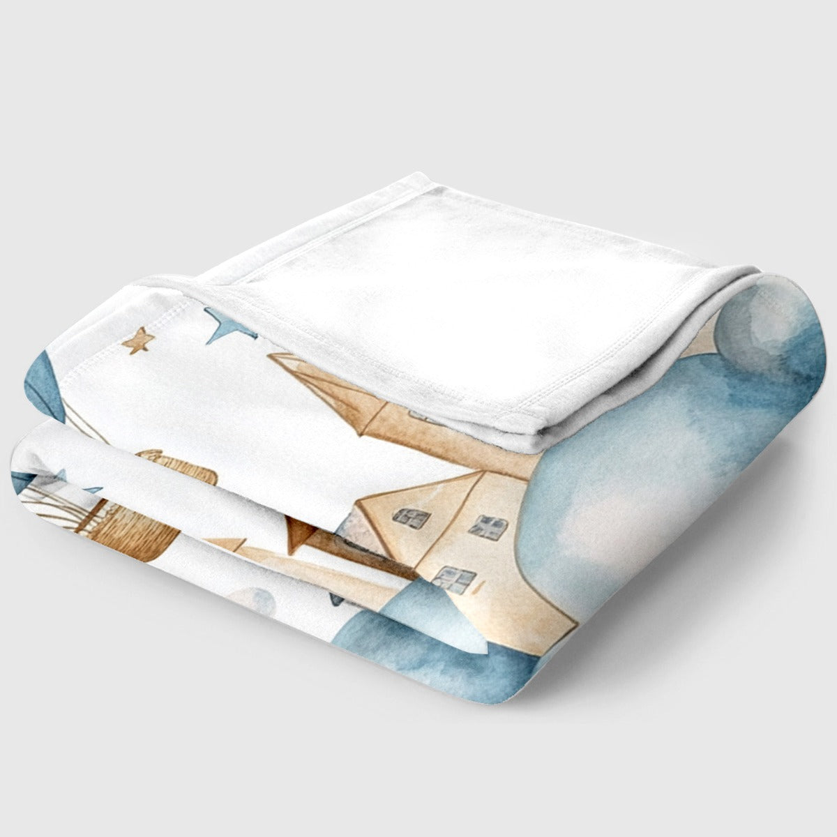 Cozy Flannel Throw Blanket with Hot Air Balloon & Cloud Design | Soft, Lightweight & Warm for All Seasons | Perfect for Couch, Bed, Travel & Gifts