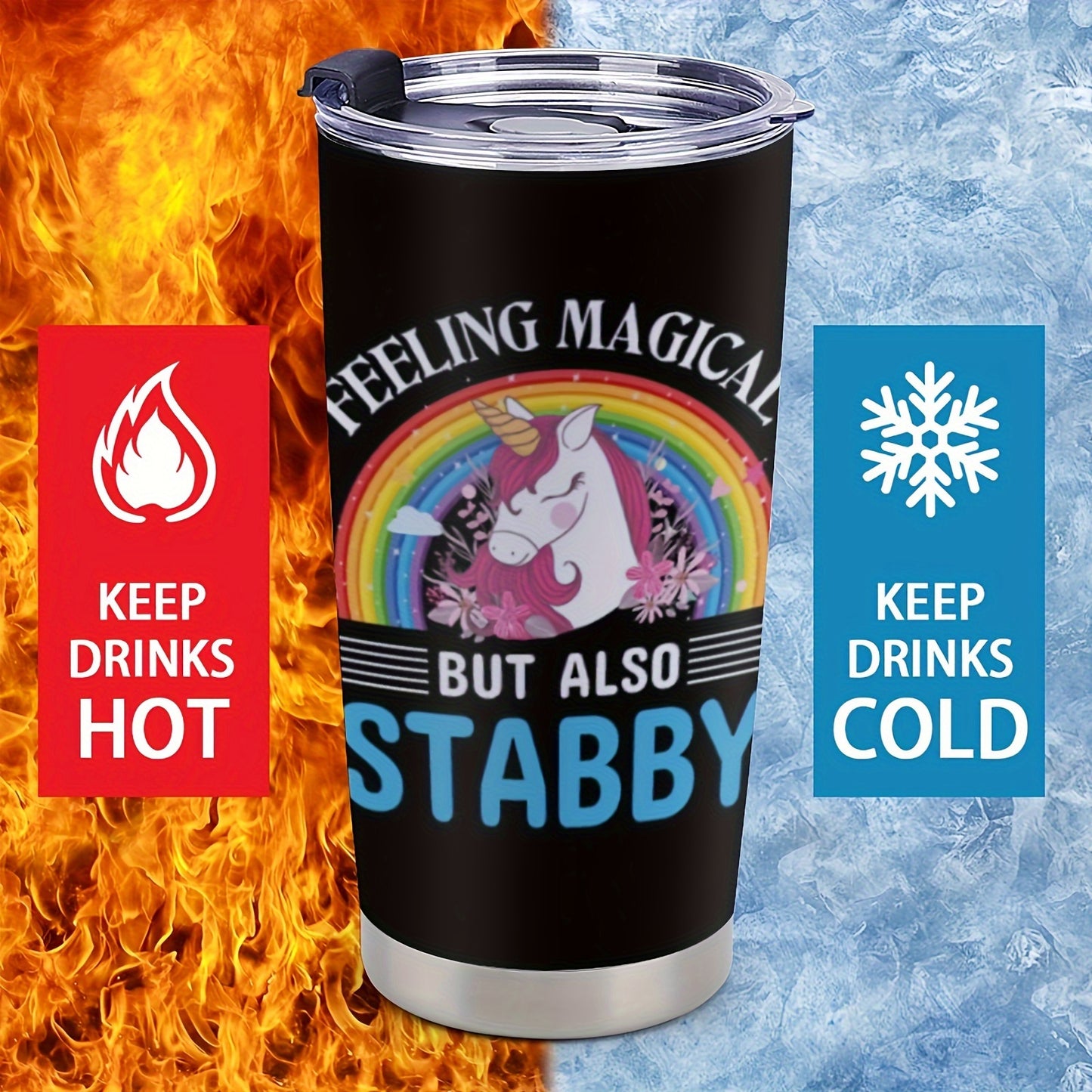 "Feeling Magical But Also Stabby" Tumbler 20oz - Funny Valentine's Day Coffee Mug | Vacuum Insulated Stainless Steel Travel Cup