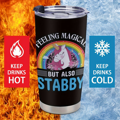 "Feeling Magical But Also Stabby" Tumbler 20oz - Funny Valentine's Day Coffee Mug | Vacuum Insulated Stainless Steel Travel Cup