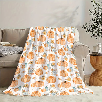 Cozy Pumpkin Fall Throw Blanket - Vibrant Harvest Print, Machine Washable Decor for Couch, Bed & Sofa