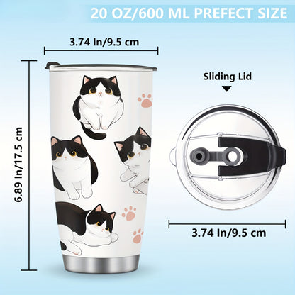 Cow Cat Tumbler - 20oz Funny Travel Mug with Lid for Cat Lovers, Cute Insulated Cup for Home & Office, Perfect Christmas & Birthday Gift