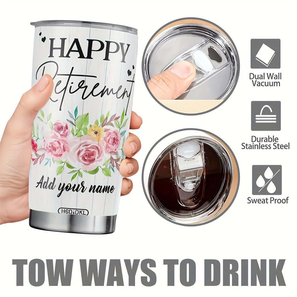 Personalized Retirement Tumbler - Custom Name & Funny Print on 20oz Insulated Stainless Steel Cup | Perfect Retirement Gift for Coworkers, Family & Friends