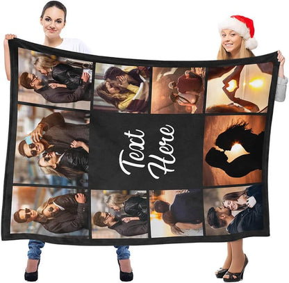 Personalized Photo & Text Blanket - Custom Family & Couple Gift for Mom, Dad, Anniversary, Christmas, Heartwarming Memory Keepsake Throw
