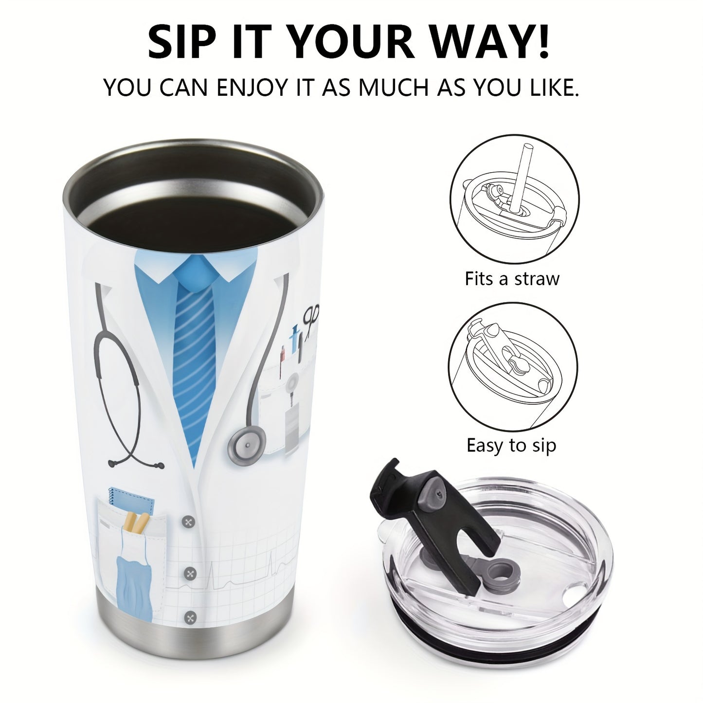 Doctor Gift Tumbler 20oz - Travel Coffee Mug for Men & Women | Appreciation, Graduation, Retirement Present for Doctor & Medical Student