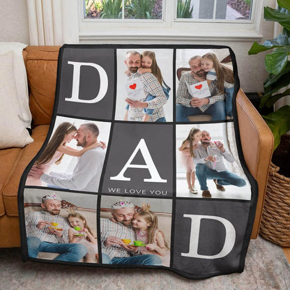 Modern Geometric Photo Blanket - Personalized Couple Design with Custom Text, Unique All-Season Gift for Anniversary, Wedding, Christmas Keepsake