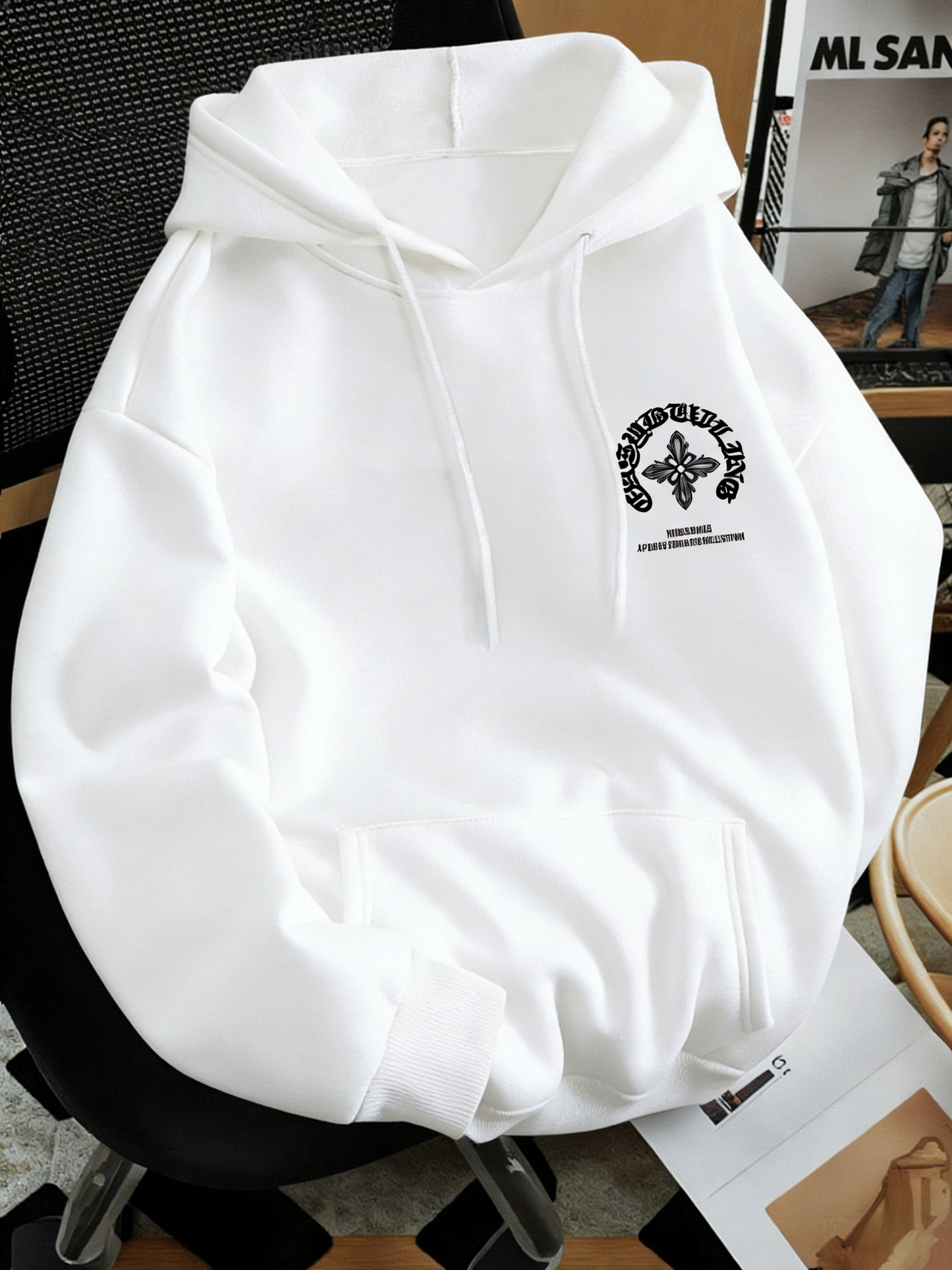 Gothic Streetwear Trend Hoodie Men - Hip-Hop Letter Print, Bold Typography Regular Fit Pullover