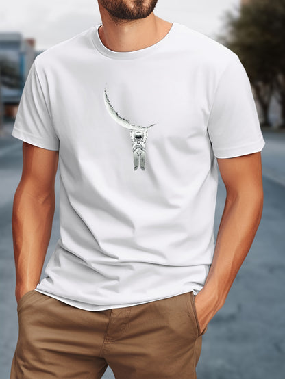 Abstract Graphic T-Shirt for Men Fashion Trend Black & White Modern Print Tee Shirts Tops for Casual, Gym & Office