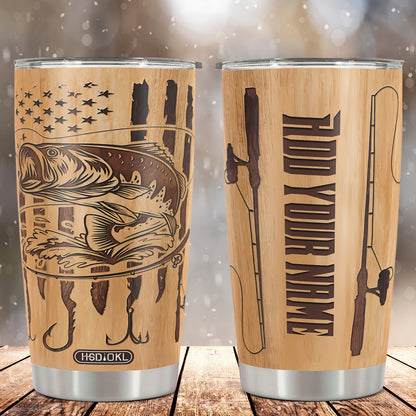 Personalized Funny Fishing Tumbler 20oz - Custom Name or Text, "Gone Fishing" Design Stainless Steel Cup, Gift for Dad, Men, Women, Birthday & Christmas