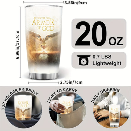 "Put On The Full Armor Of God" 20oz Tumbler - Ephesians 6 Bible Verse Gift for Pastor, Priest & Church Leaders | Stainless Steel Insulated Cup for Ministry