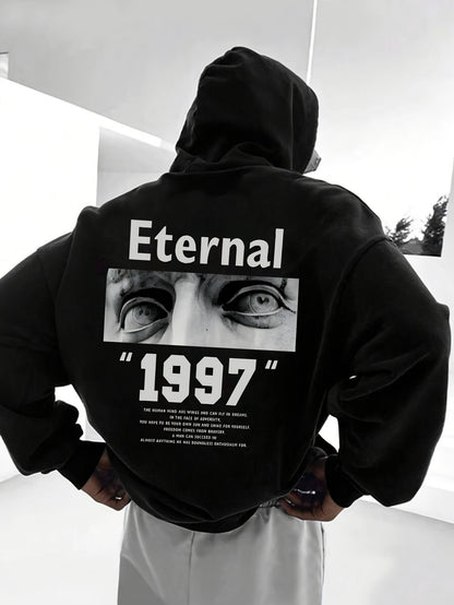 Men‘s 1997 Legacy Hoodie - Motivational Print & Sporty Silhouette, Vintage Inspired Street Style Hooded Sweatshirt