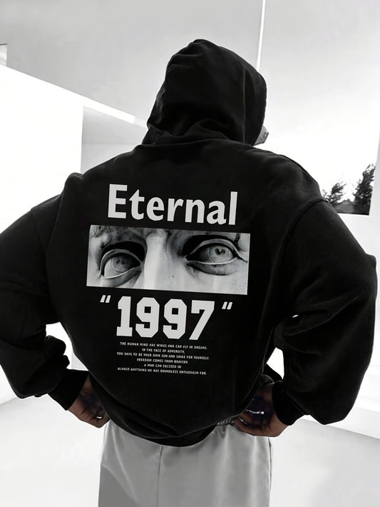 Men‘s 1997 Legacy Hoodie - Motivational Print & Sporty Silhouette, Vintage Inspired Street Style Hooded Sweatshirt