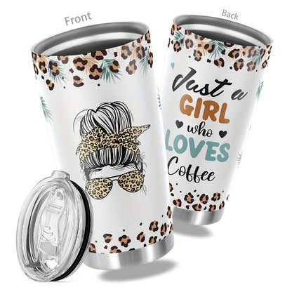 "Just a Girl Who Loves Coffee" 20oz Funny Tumbler - Double Wall Vacuum Insulated Stainless Steel Travel Mug | Cute Gift for Women, Daughters, Friends & Coffee Lovers