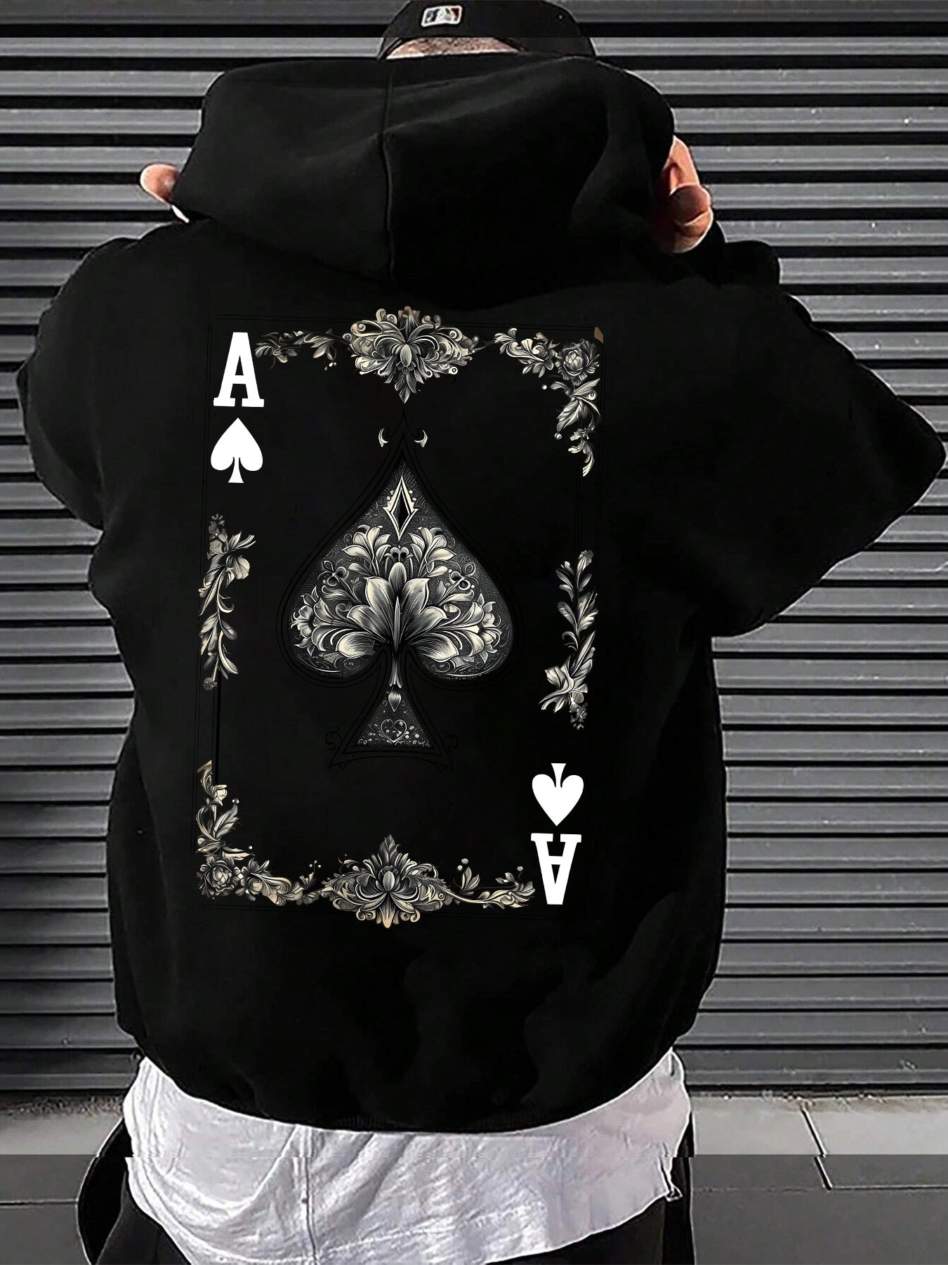 Ace of Spades Men's Hoodie - Graphic Print Pullover with Drawstring Hood & Kangaroo Pocket | Edgy Fall Winter Streetwear