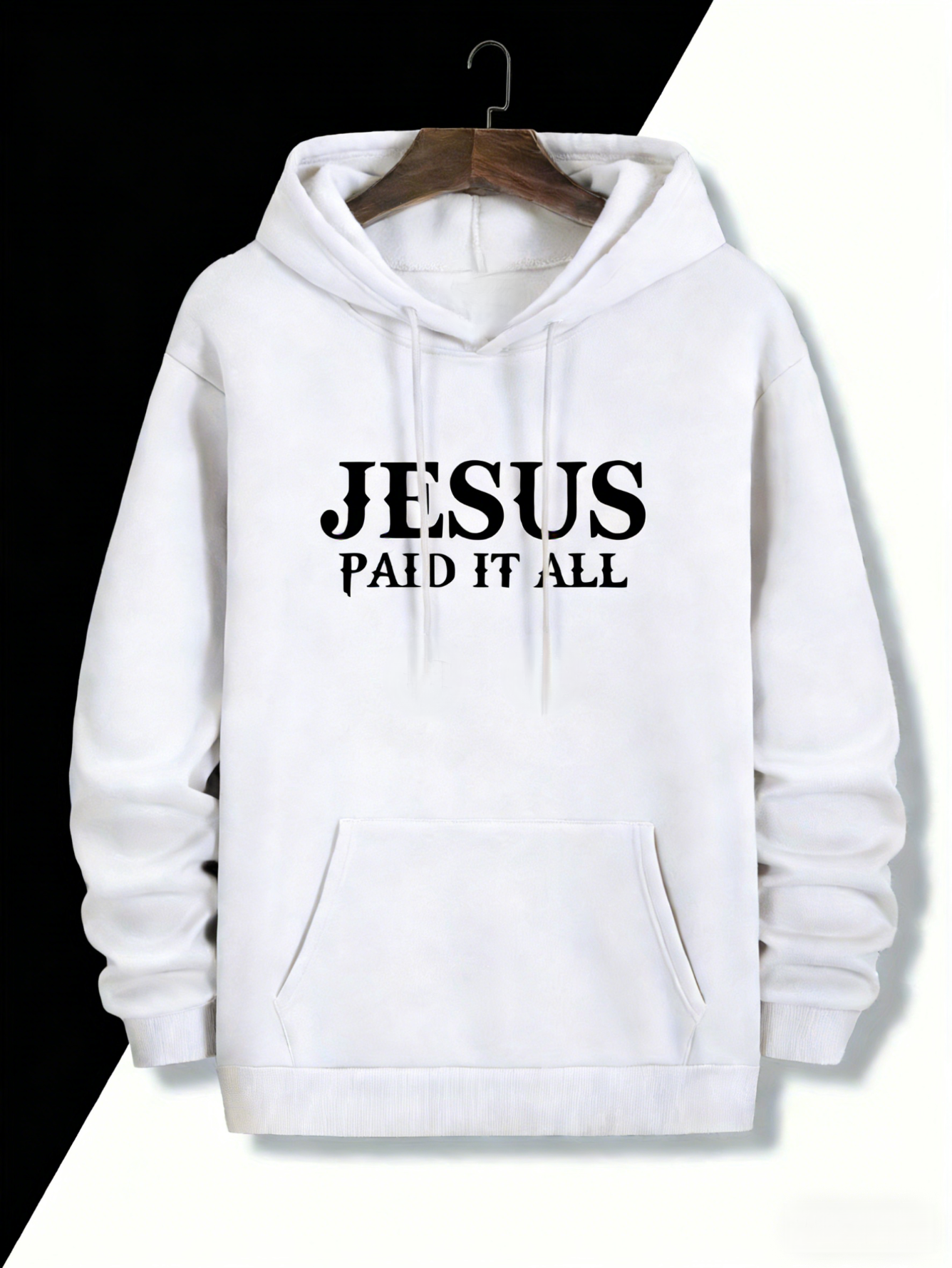 "Jesus Paid It All" Hoodie - Christian Cross & Scripture Graphic Pullover | Unisex Oversized Streetwear, Machine Washable