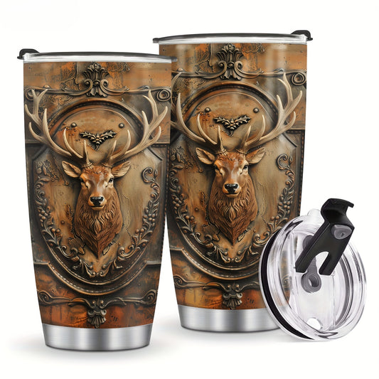 20oz Insulated Deer Hunting Tumbler - Travel Coffee Mug for Men, Dad | Gift for Christmas, Birthday, Valentines Day for Him, Deer Lover