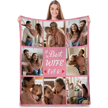 Personalized Photo Shawl for Her - Custom Flannel Wrap with Your Picture, Pill & Wrinkle Resistant, Cozy Gift for Wife on Anniversary, Christmas